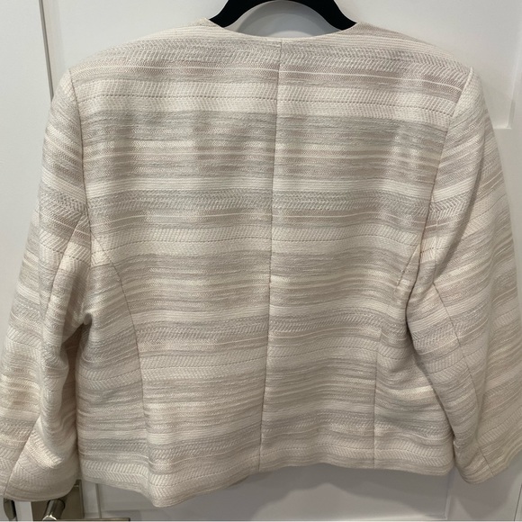 Melanie Lynn White & Cream Summer Jacket 3/4 Sleeves Size 14 - Picture 2 of 6